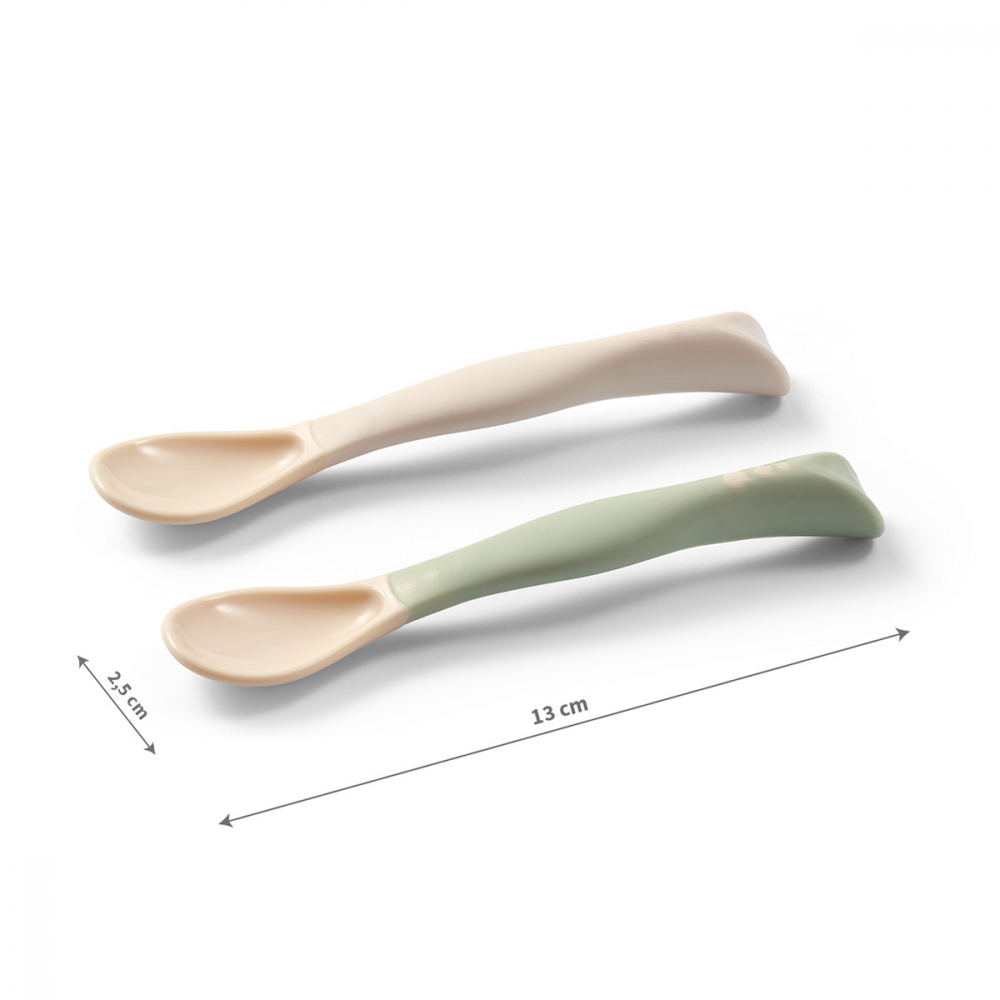 Set 2 lingurițe flexibile Babyono BejVerde