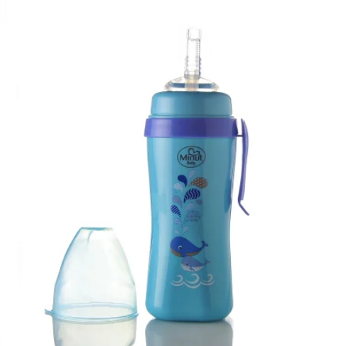 Cana Anticurgere Minut Baby cu Pai, 360 ml, Bleu