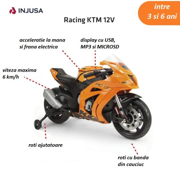 Motocicleta KTM Electrica 12V Injusa (3-6 ani) - imagine 6