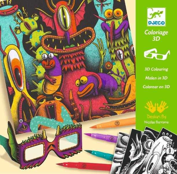 Atelier de Colorat 3D Djeco Monstruleți