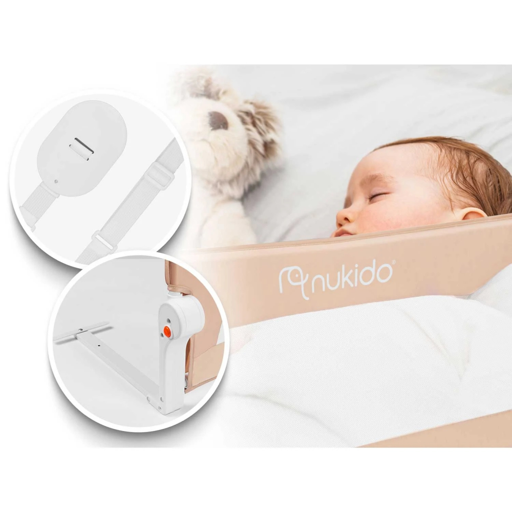 Bariera protectie pat Nukido Bej, 150 cm - imagine 8