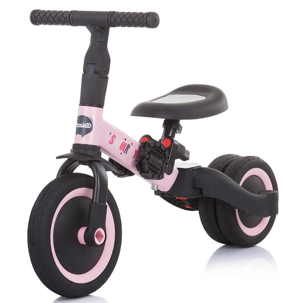 Chipolino Smarty Light Pink Tricicleta 2 in 1, Ghidon Reglabil - imagine 3