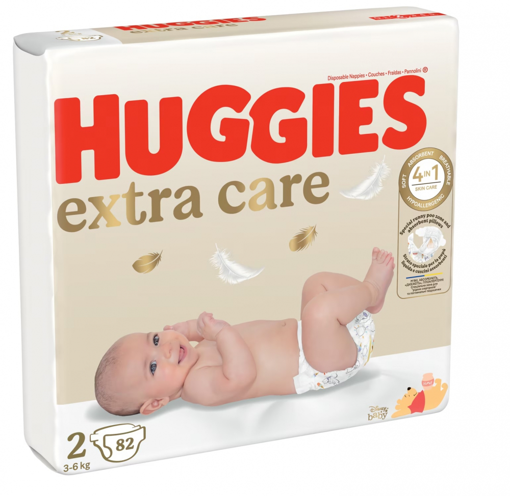 Scutece Huggies Nr. 2 Extra Care, 3-6 kg, 82 buc
