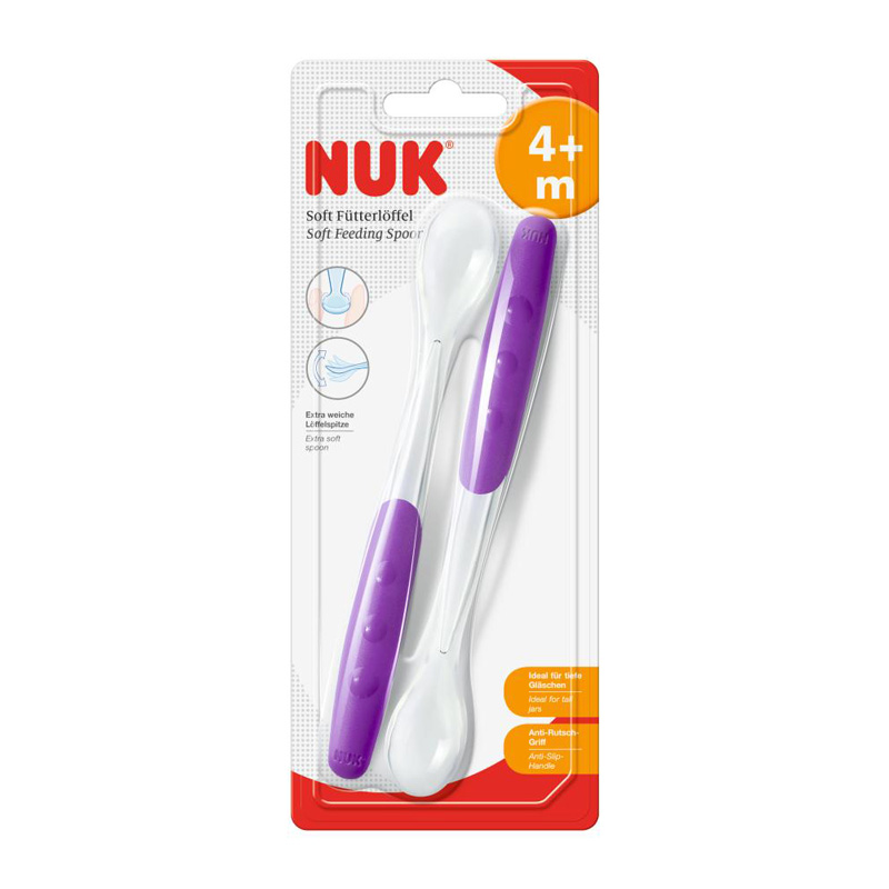 Set 2 lingurițe moi NUK 4 luni+, mov
