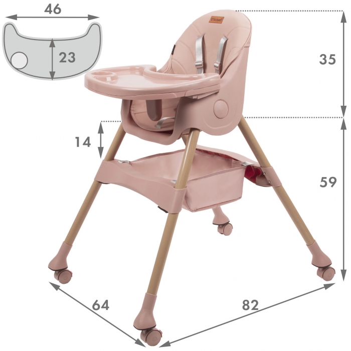 Scaun de masa 2 in 1 Kidwell Karimi roz - imagine 9