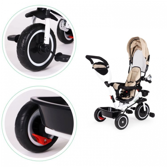 Tricicleta Ecotoys Bej | Siguranță și Confort - imagine 2
