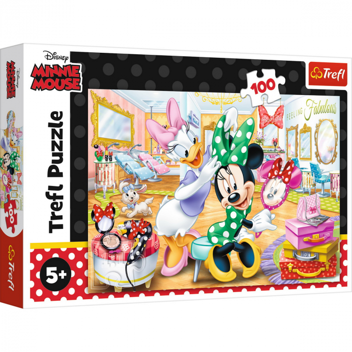 Puzzle Trefl 100 piese: Minnie la salonul de înfrumusețare