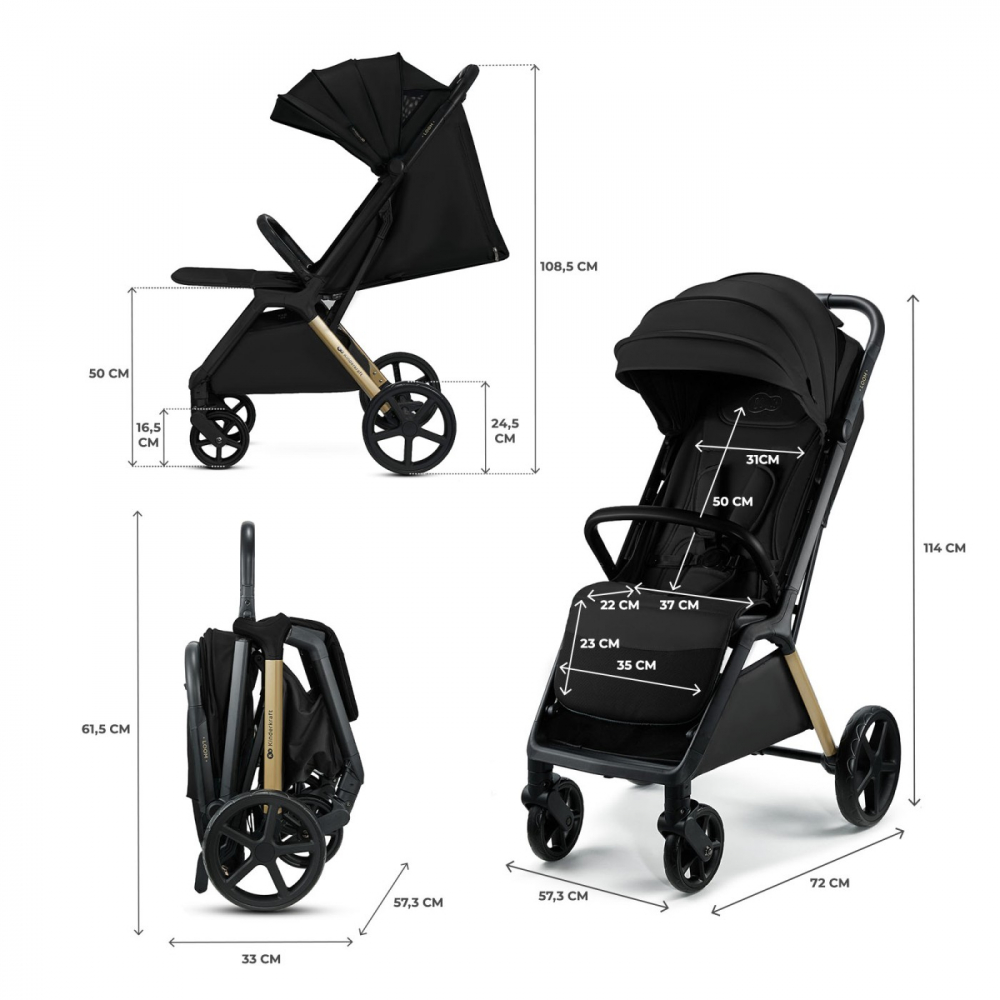 Carucior Kinderkraft Loom Ink Black cu Pliere Automata - imagine 4