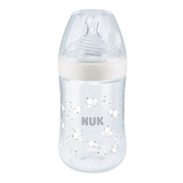 Biberon Nuk Nature Sense 260ml cu Control Temp, Alb