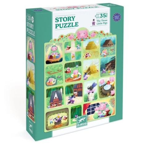 Puzzle Cei Trei Purcelusi Djeco - Poveste si Joaca