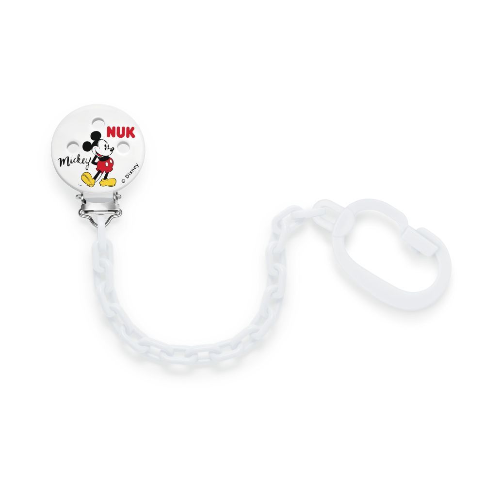 Lanț Suzetă NUK Mickey Alb | Design Retro Sigur