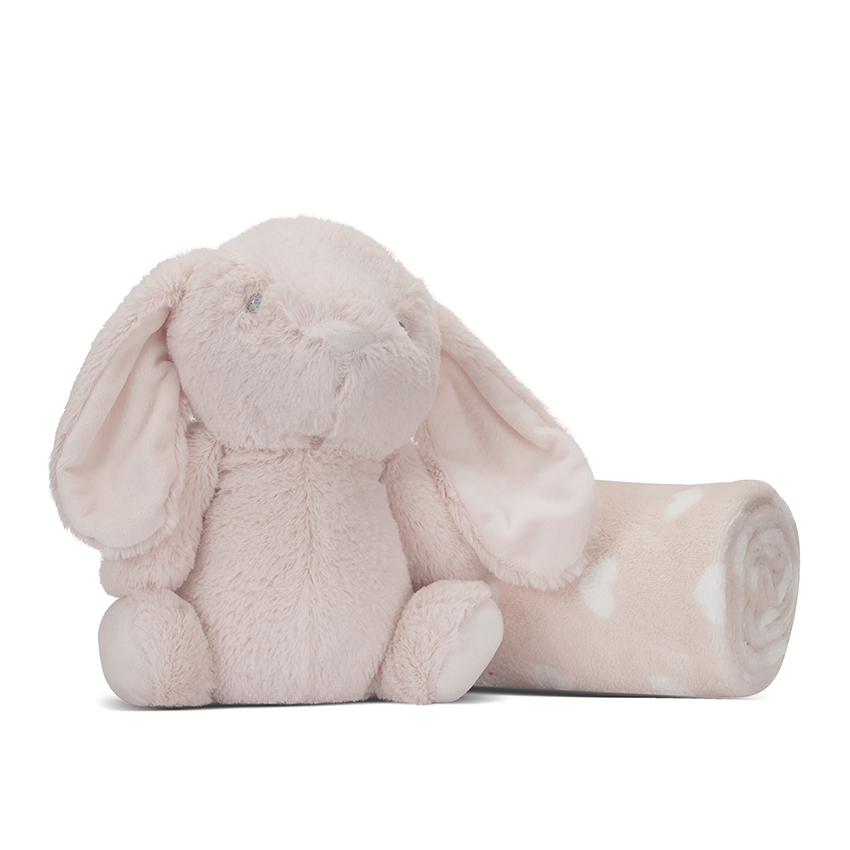 Paturica moale cu jucarie Lorelli Iepuras Pink - imagine 5