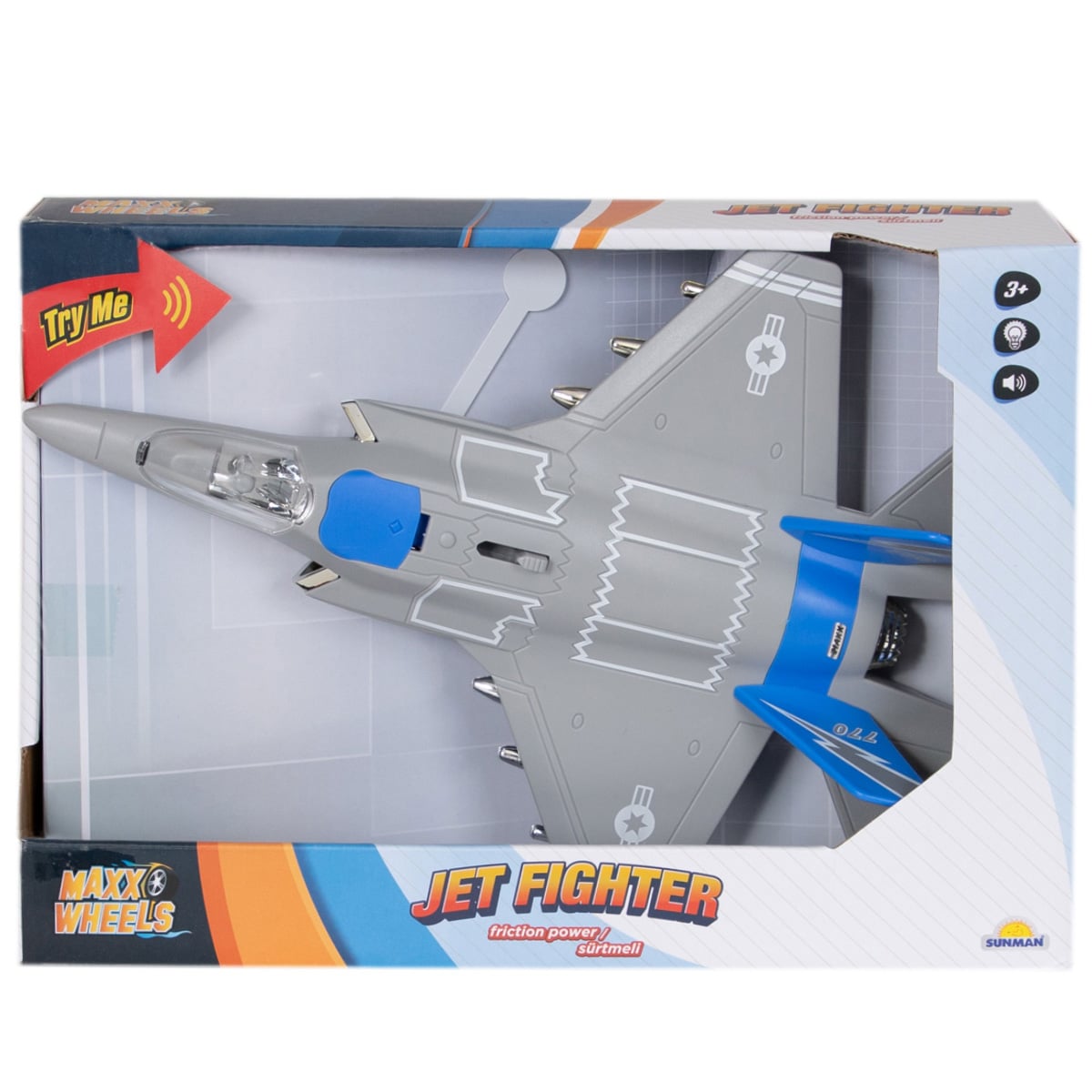 Avion Jet Fighter Maxx Wheels 1:16 cu Lumini și Sunete