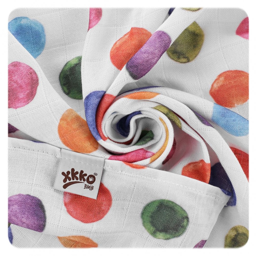 Muselina Bambus XKKO Polka Dots 120x120 cm - imagine 2