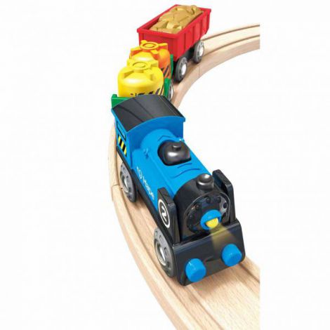 Hape Tren Marfar cu 2 Vagoane - Lemn Ecologic - imagine 5