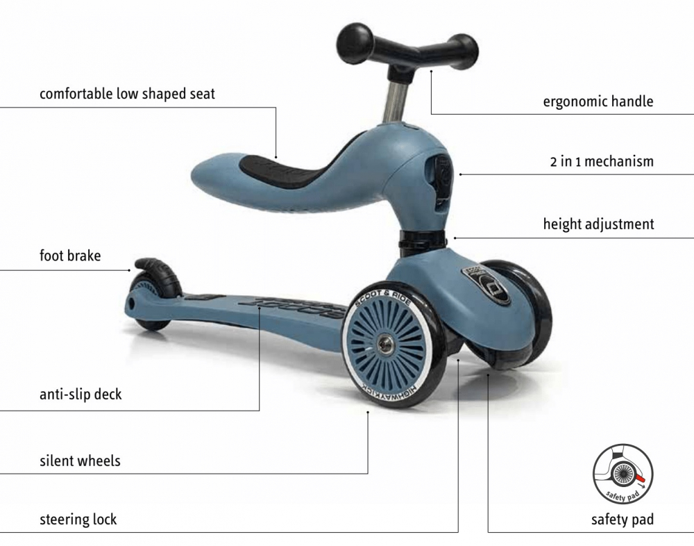 Scoot and Ride HighwayKick 1 Black Gold 2in1