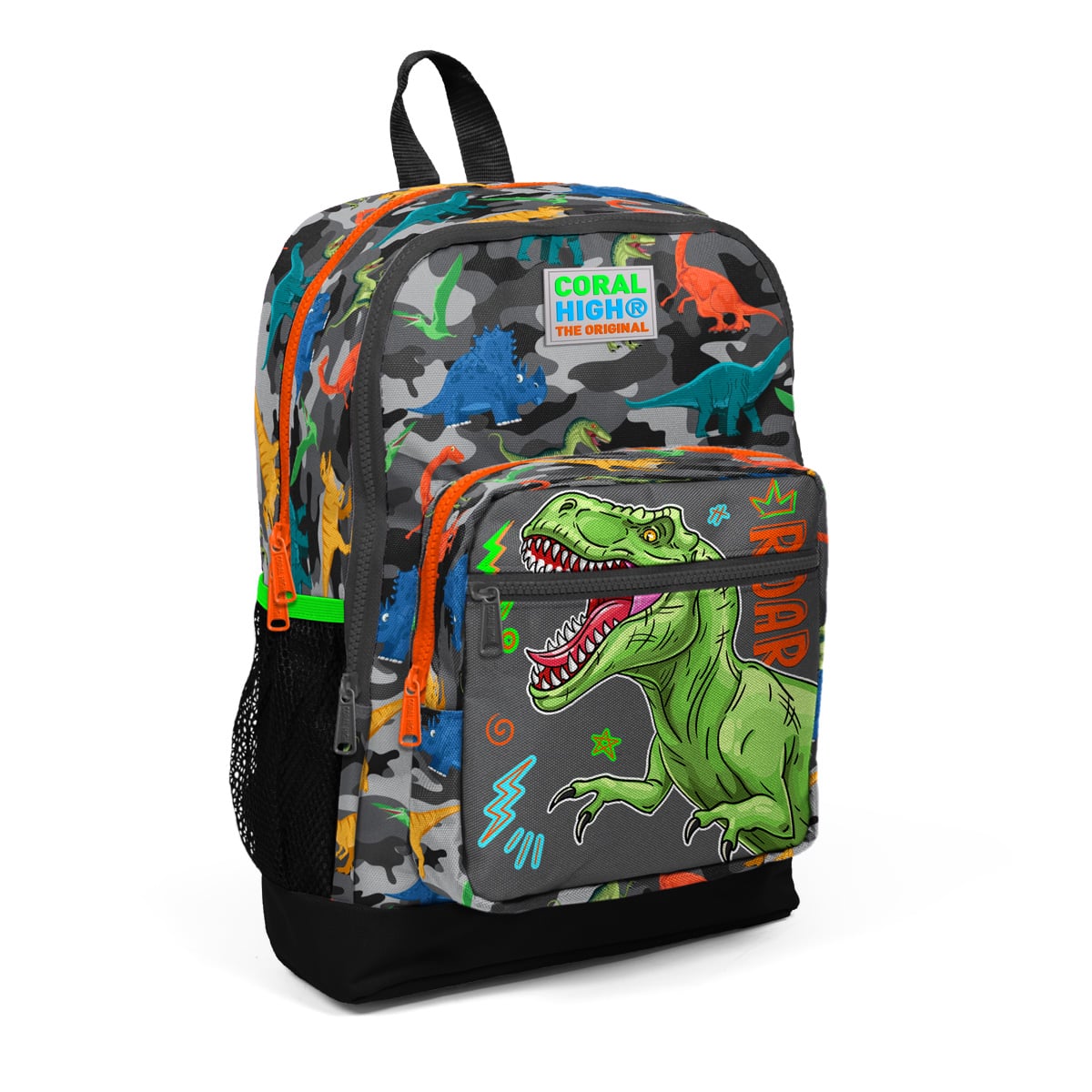 Ghiozdan Coral High 4 Compartimente Dinozauri