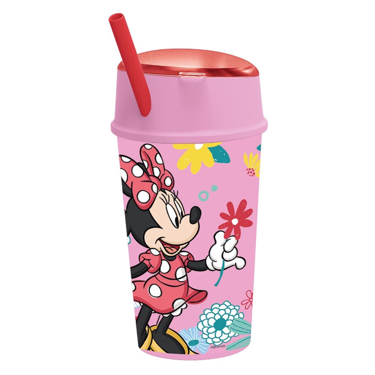 Pahar Stor Minnie Mouse 400ml cu Pai și Gustări
