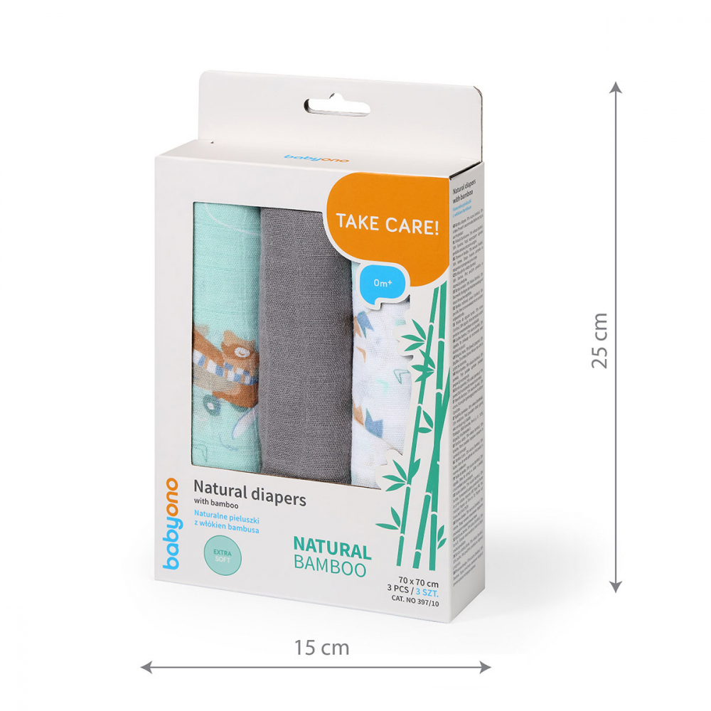 Set 3 scutece Babyono bambus gri - imagine 3