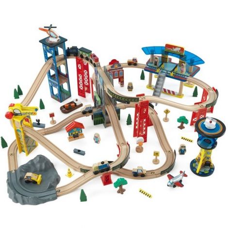 Kidkraft Super Highway - Set Trenulet Lemn, 80 Piese