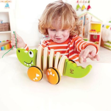 Crocodil Hape tras - Jucarie lemn motricitate - imagine 3