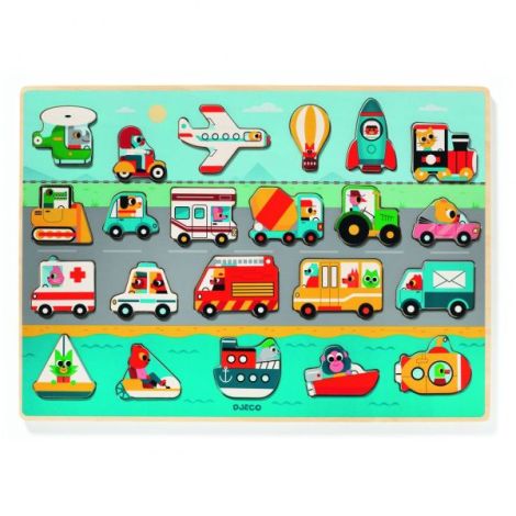 Puzzle Lemn Djeco Vroom-vroom | Joc Educativ - imagine 4