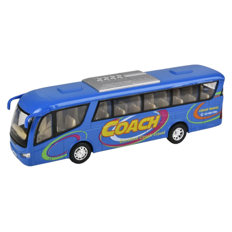 Autobuz Coach Goki Pull-Back Metal 18cm Albastru