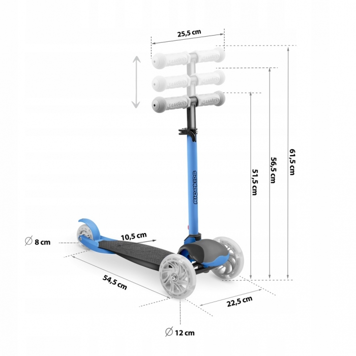 Trotineta Ricokids Loco Pliabila LED Albastru - imagine 6