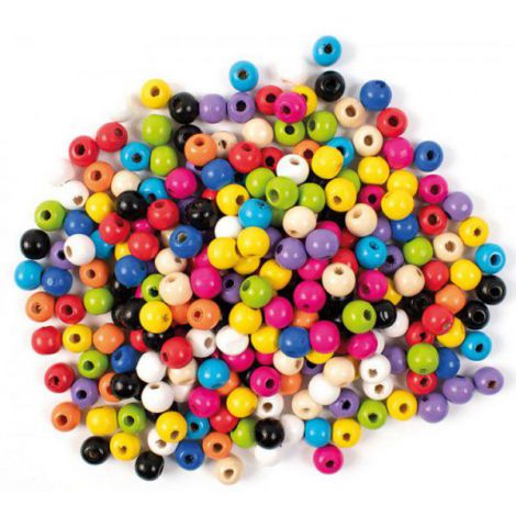 Set 200 Margele Lemn Playbox | Colorate 10mm