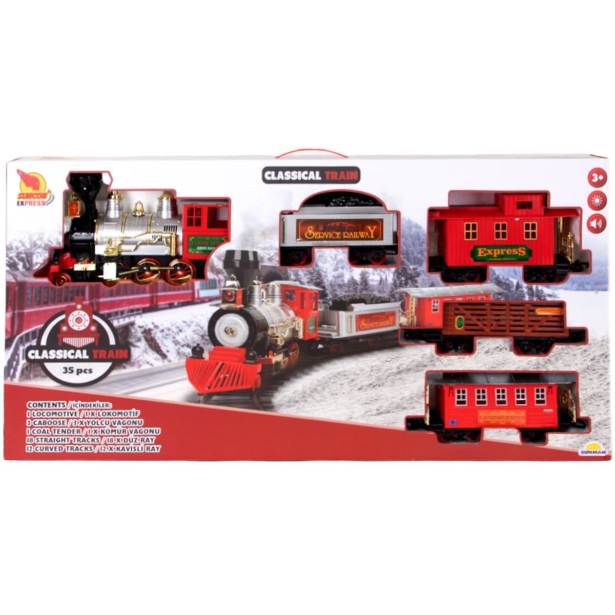 Set Tren Suncon 35 Piese cu Sunet și Lumină