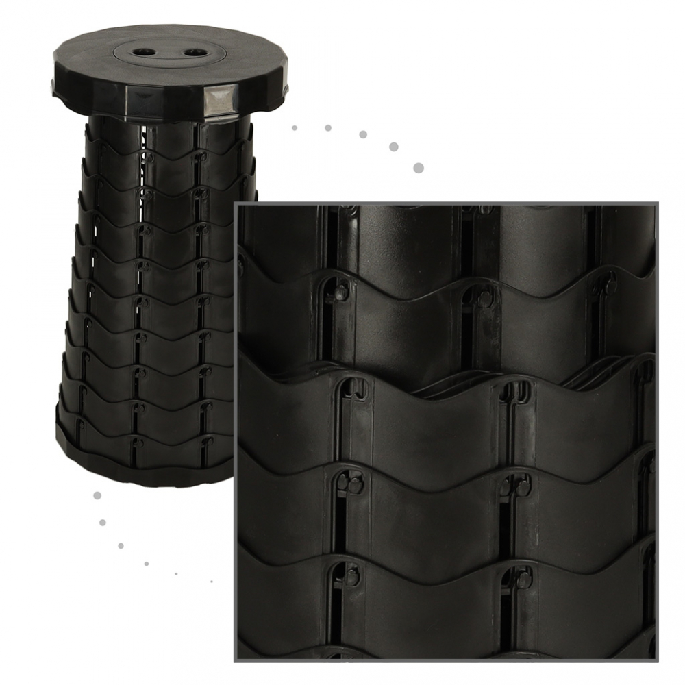 Scaun Telescopic Pliabil Ikonka, 24 cm, Negru - imagine 8