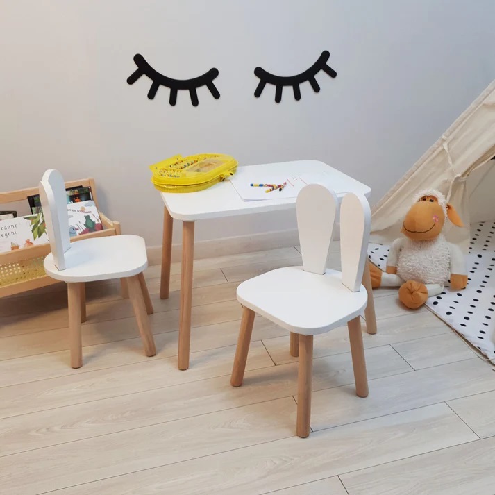 Set Masă și Scaune Copii Ginger Home, Alb