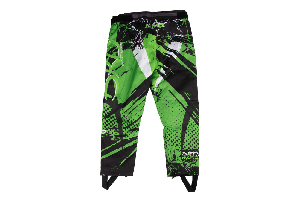 Pantaloni KIMO Kids BRO Motocross cu aparatori, ideal pentru copii pasionati de motocross, verde