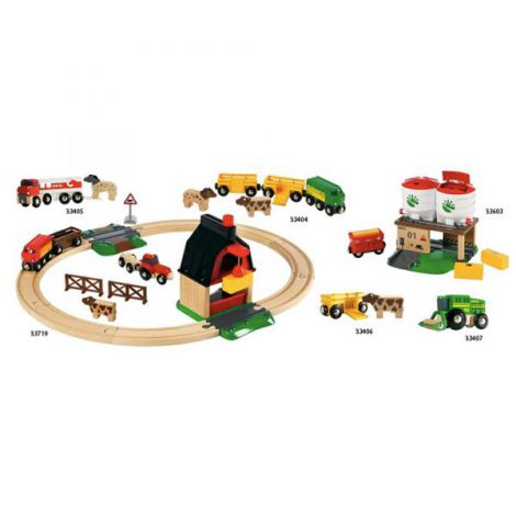 Set Tren la Ferma Brio, 20 Piese, Lemn - imagine 2
