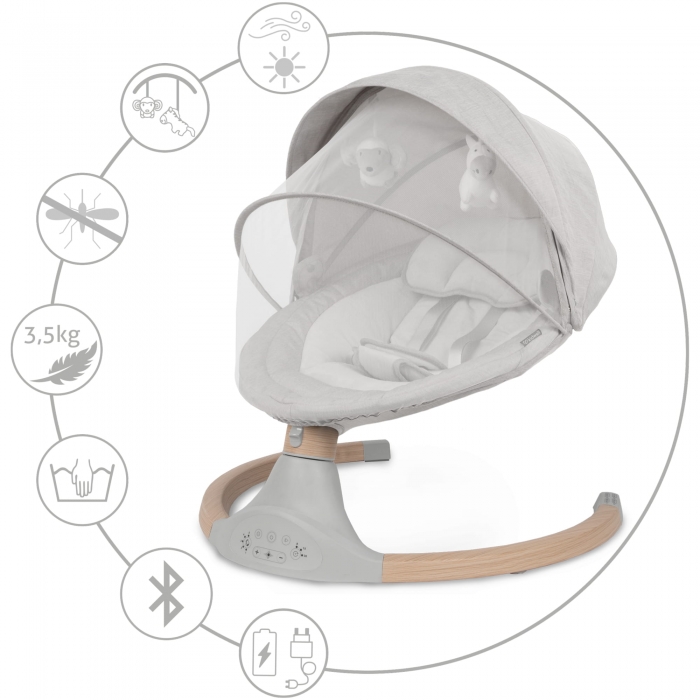 Leagan Electric Kidwell 2 în 1, Lemn, Light Melange - imagine 4