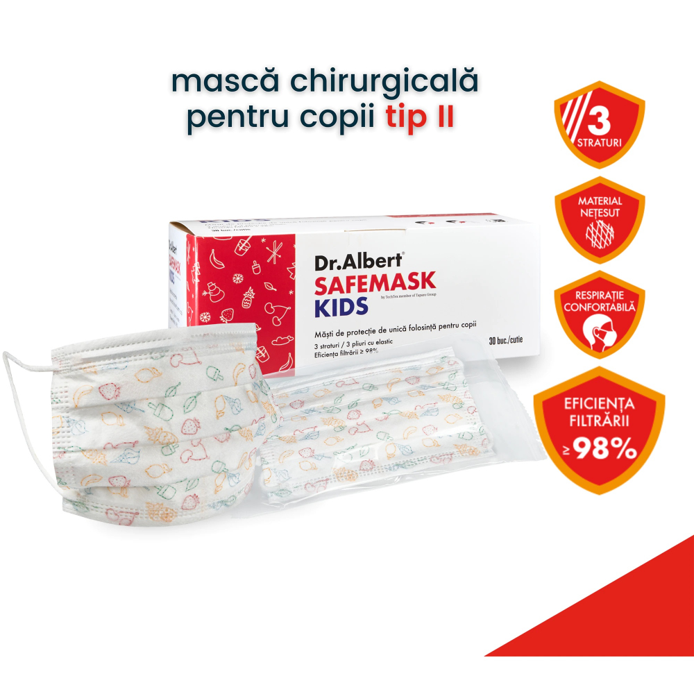 Măști Chirurgicale Copii Dr Albert 30buc