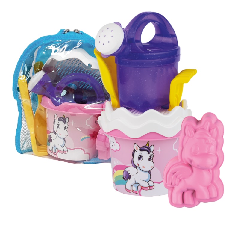 Set Unelte Apă și Nisip Unicorn în Rucsac Androni