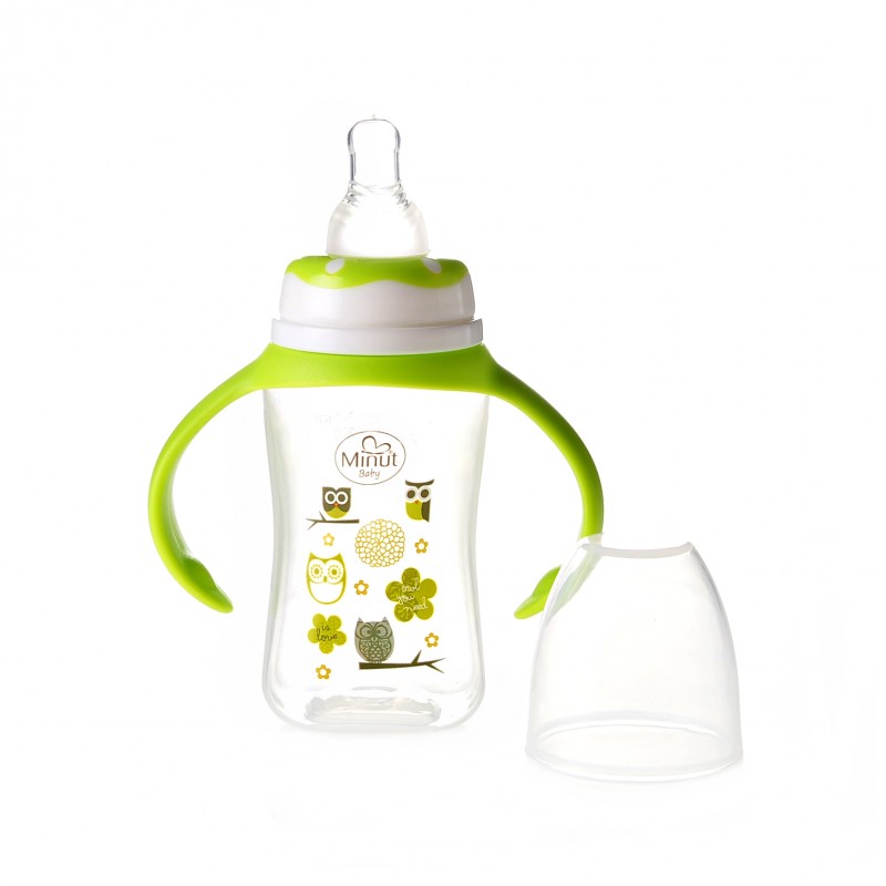 Biberon Minut Baby 125ml cu manere - verde
