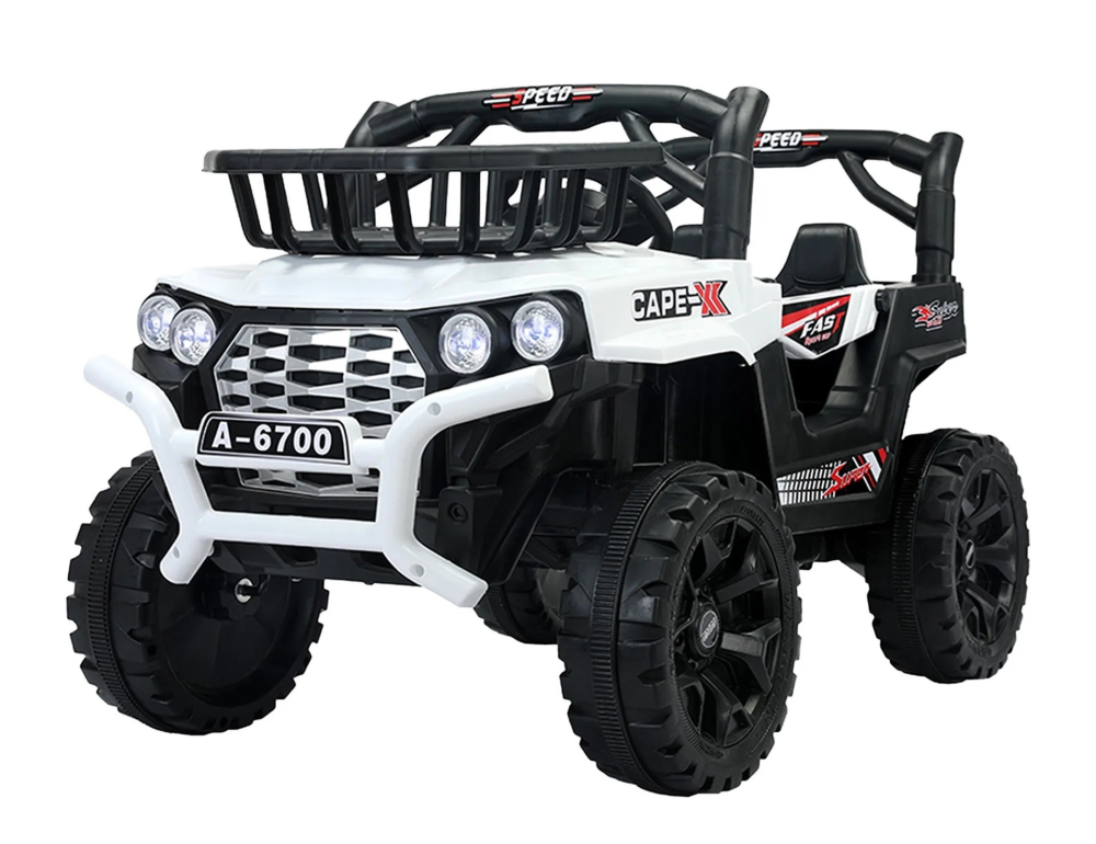 Masinuta electrica pentru copii intre 2 si 4 ani, 4x4, Kinderauto CAPE-X, 100W, 12V, scaun tapitat, alb