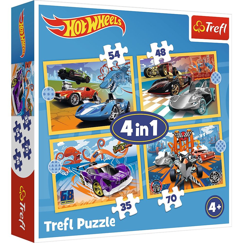 Puzzle Trefl 4 in 1 Hot Wheels - Joc Educativ