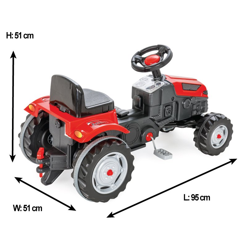 Tractor Pedale Pilsan Active Red, Scaun Reglabil - imagine 2