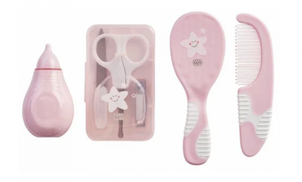 Trusa ingrijire Saro Baby roz, 6 piese esentiale