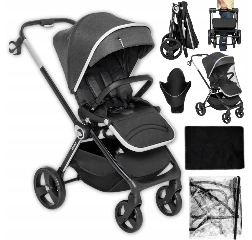 Carucior Reversibil Kidnort Isbjorn Black - imagine 11