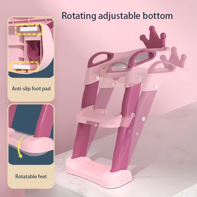 Reductor WC Little Mom Royal Pink cu scarită - imagine 2