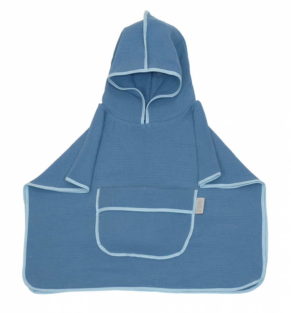 Prosop Poncho Amy, Muselina cu Gluga, Albastru