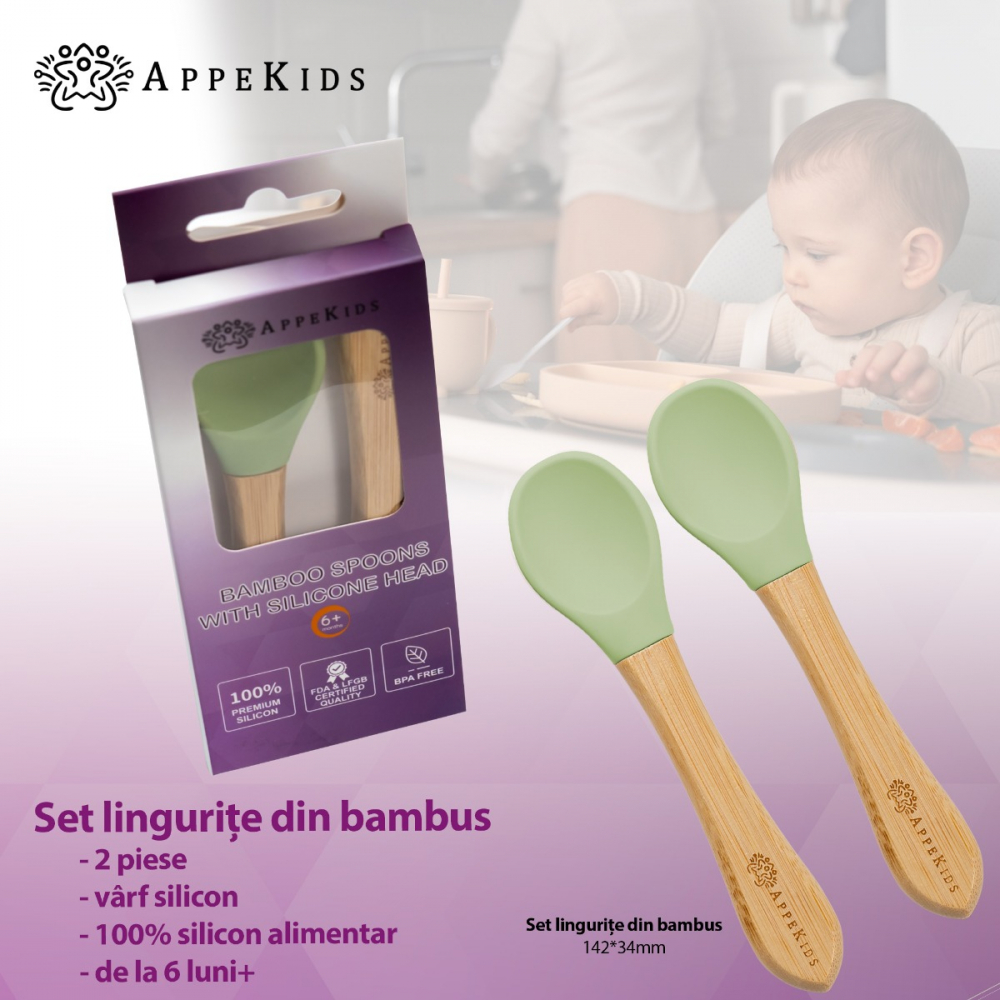Set Lingurițe Bambus AppeKids, Ecologic - imagine 2