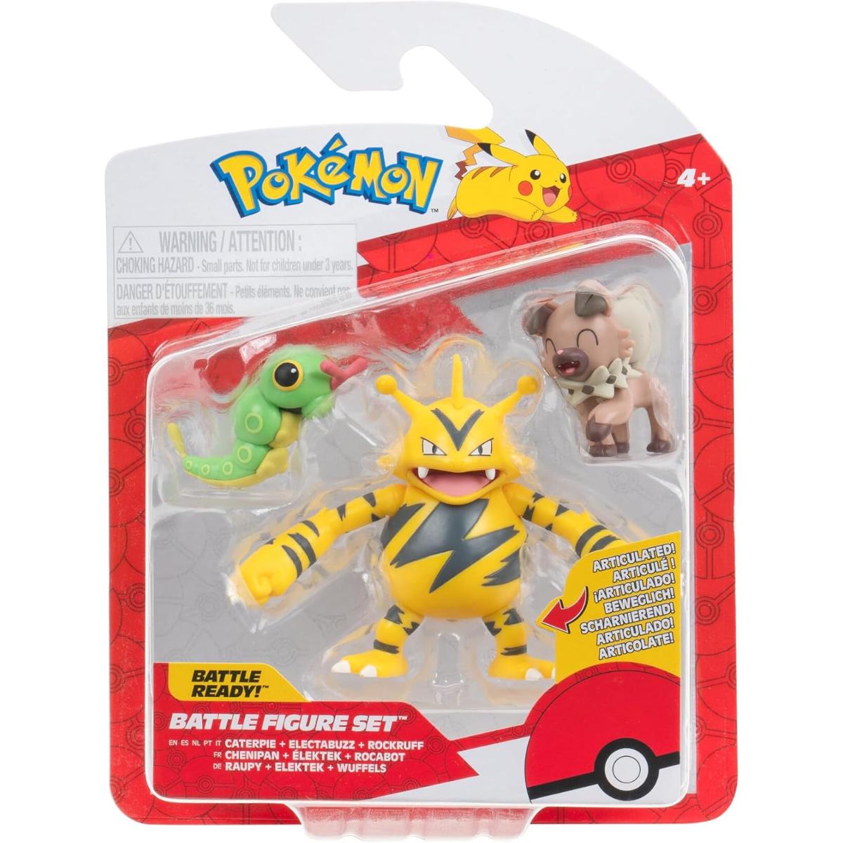 Set 3 Figurine Pokemon Actiune - Caterpie, Electabuzz, Rockruff