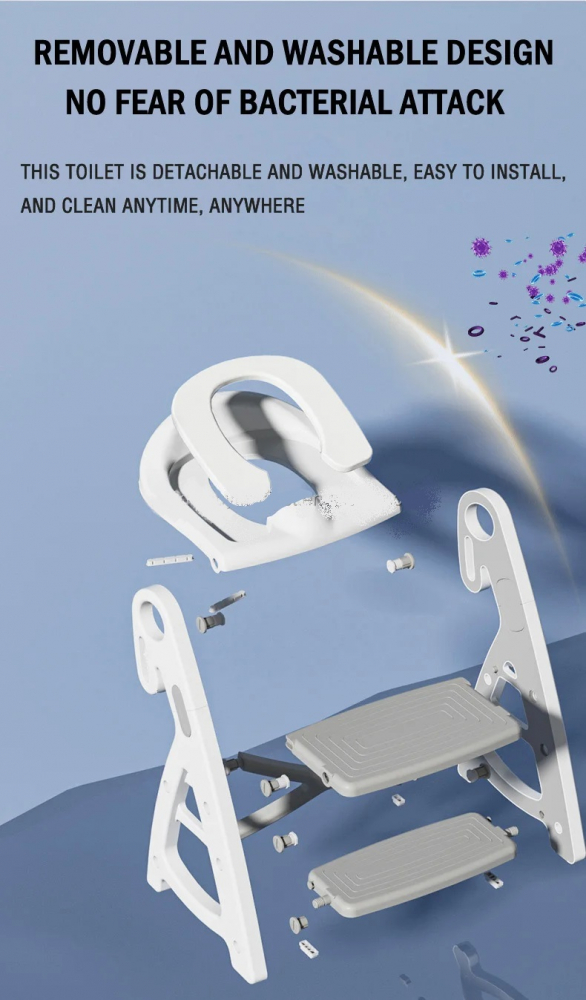Reductor Toaletă Little Mom Blue cu Scarit - imagine 2