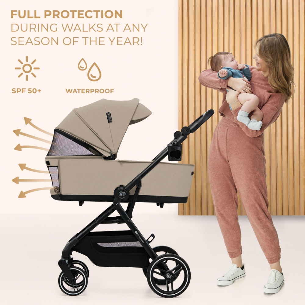 Carucior Kinderkraft Yoxi 3 in 1 Sand Beige - imagine 2
