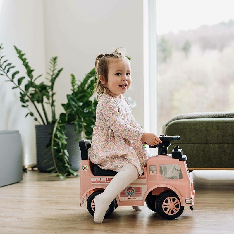Ambulanta Ride-on Free2Move Roz, Lumini si Sunete - imagine 5